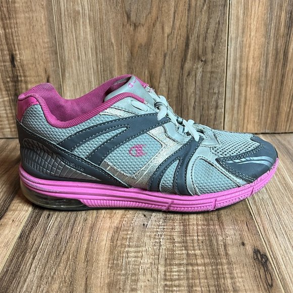 Champion Active Lite Girls Running Shoes Grey Pink Sparkles EUC 86286 Size 3 - Picture 1 of 8
